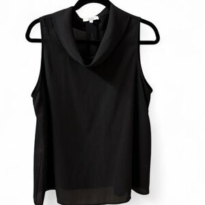 Beacon Sheer Black Cowl Neck Sleeveless Blouse